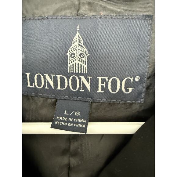 LONDON FOG Women's Zip Front Mid Length Black Trench Coat Size large - Picture 9 of 9